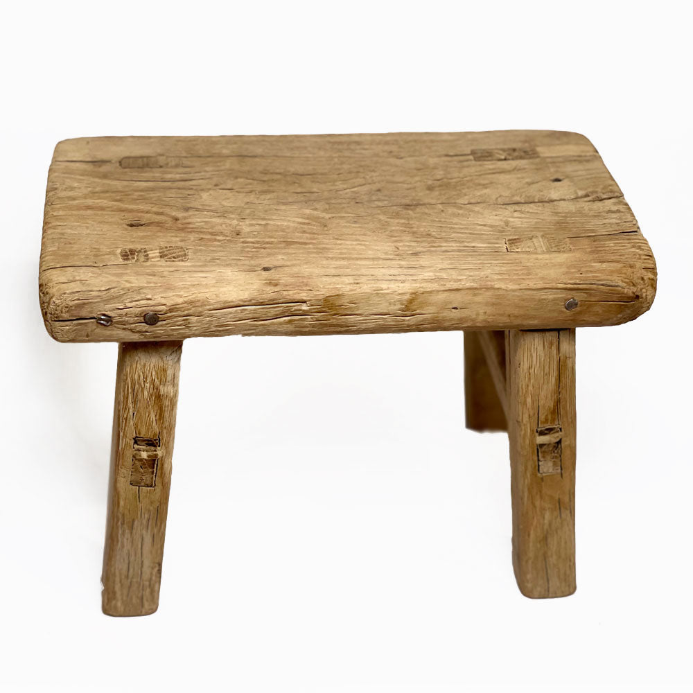Small handmade vintage wooden stool or riser for plants