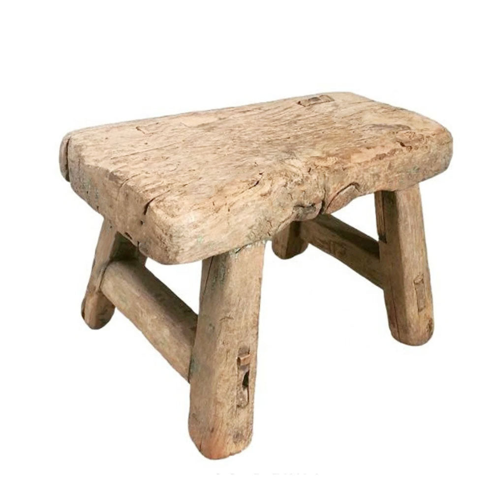 Tiny vintage elm wooden stool or riser for batjroom or kitchens