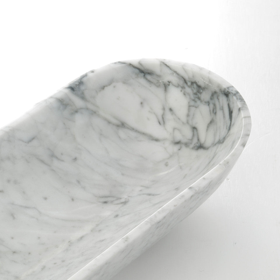 Marble pedestal oblong bowl