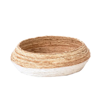 Low Profile Natural and white woven basket