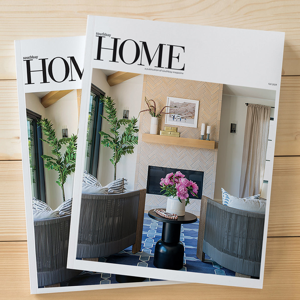 Bianca Ecklund Design featured in southbay home magazine. Livingroom on cover