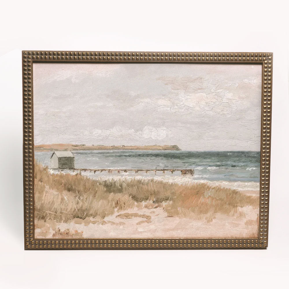 Vintage Beach Painting Framed Canvas Print