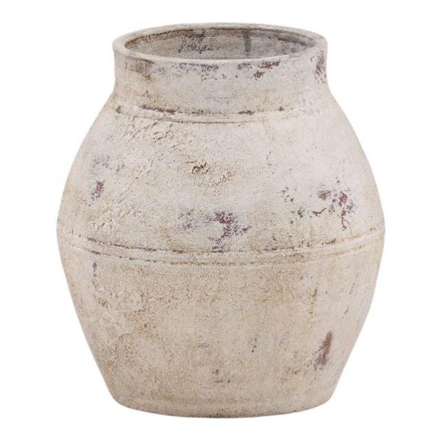 Vintage-style terracotta pot on a white background
