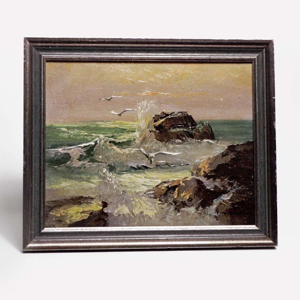 Crashing Waves Framed Vintage Painting