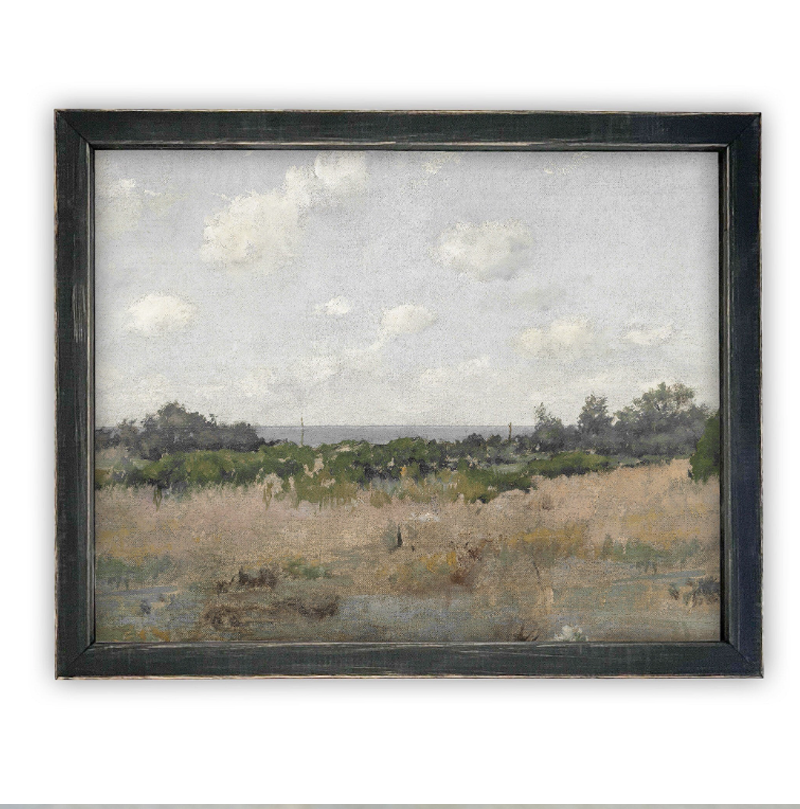 vintage landscape painting print of a landscape