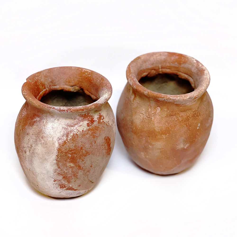 2 vintage terracotta vases wth rustic finish