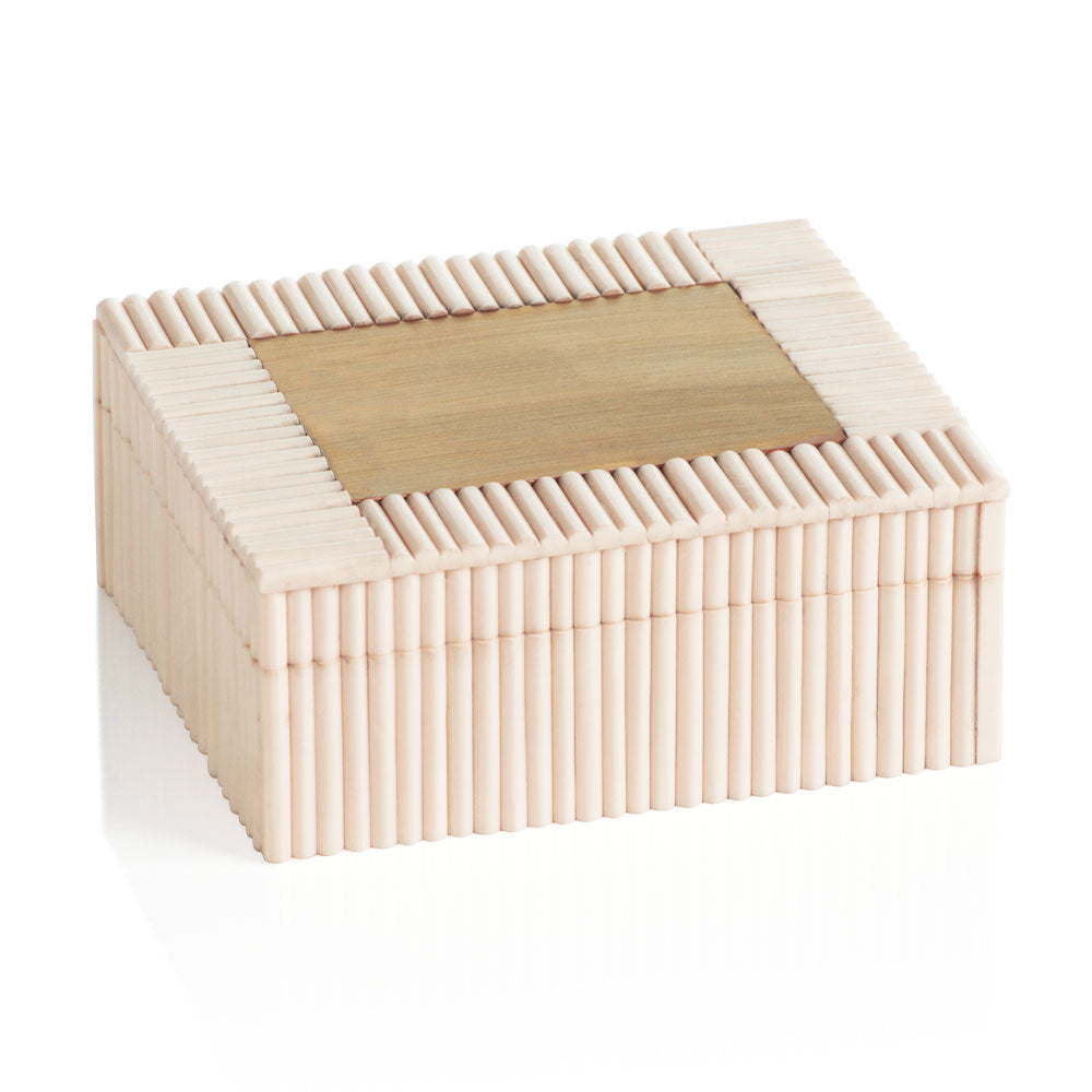 bamboo looking bone box with brass top