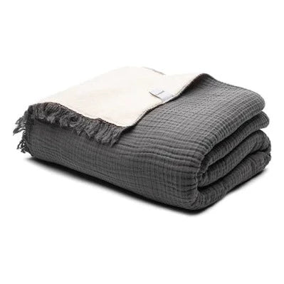 Morro Sherpa Throw Blanket - Anthracite