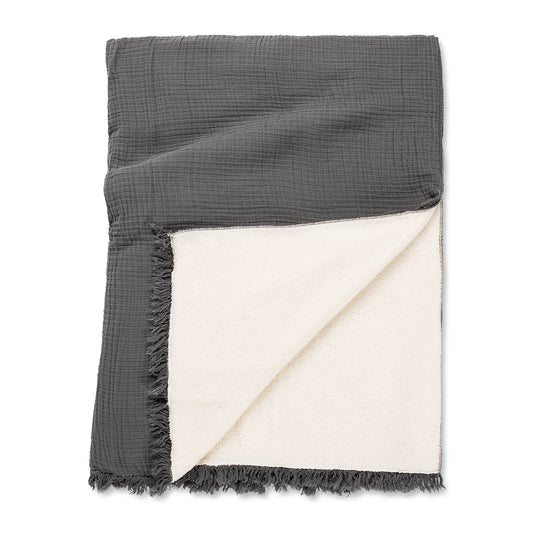 Morro Sherpa Throw Blanket - Anthracite