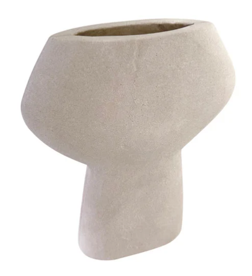 Unique shaped natural sandstone white vase