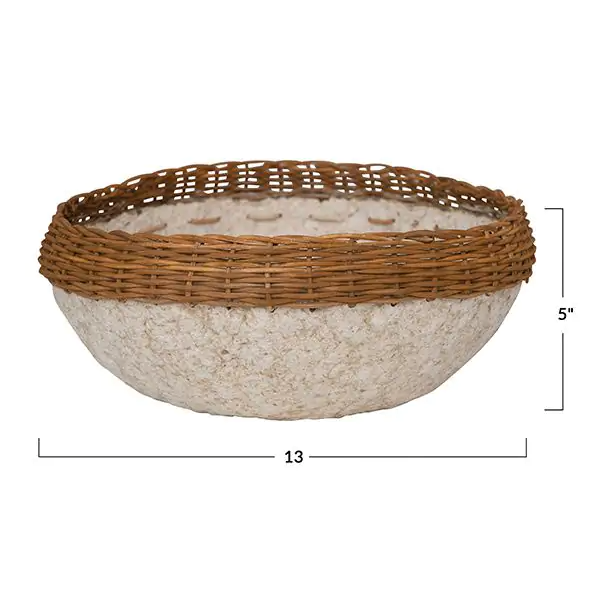 Malibu Wicker Rim Paper Mache Bowl