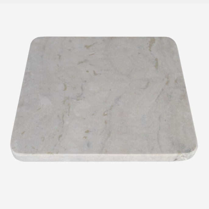 square marble tray with rounded corners on a white background 