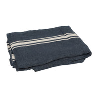 Soft throw blanket in navy blue woth white stripe