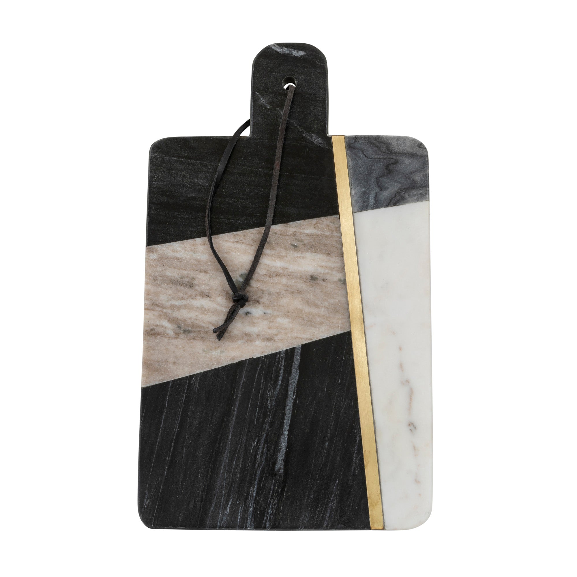 Marble cutting board or serving board in grey, black and gold